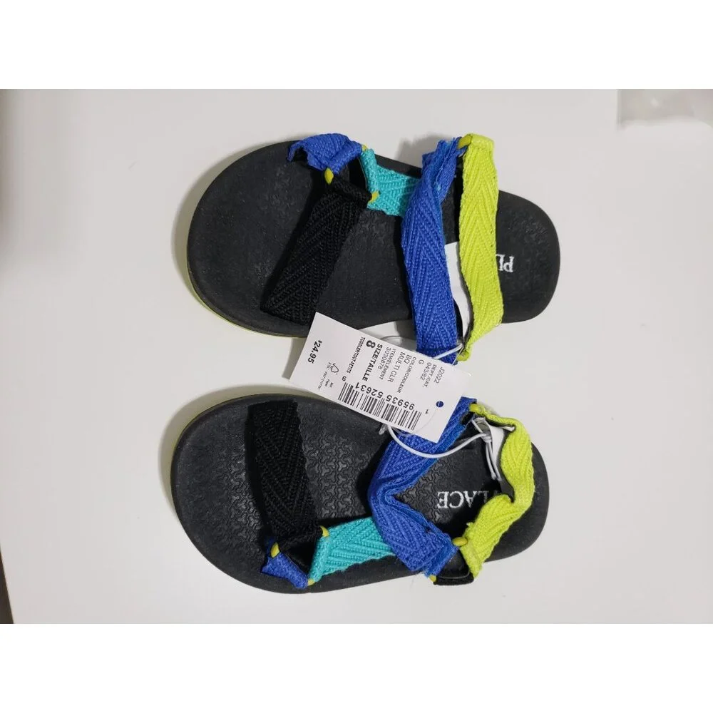 The Children's Place Toddler Boys Colorblock‎ Webbed Sandals in Black/Blue- Size